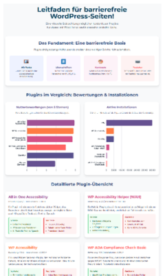 Leitfaden für barrierefreie WordPress-Webseiten mit einer Übersicht von Plugins und deren Bewertungen.